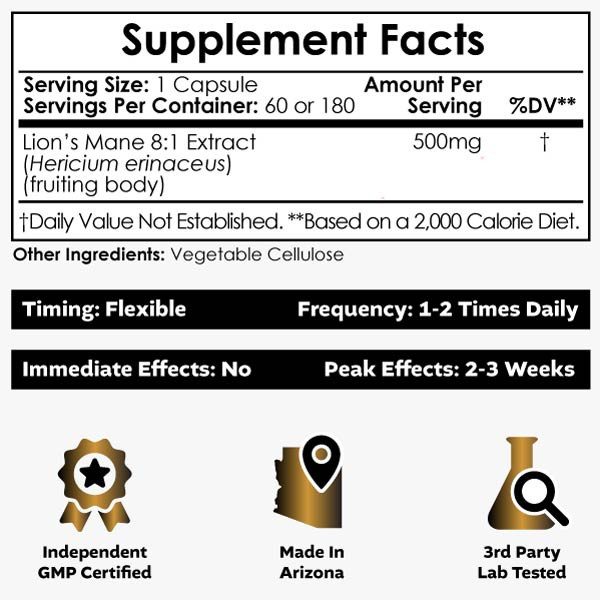 Nootropics Depot Lion's Mane Mushroom Capsules, 8:1 Extract